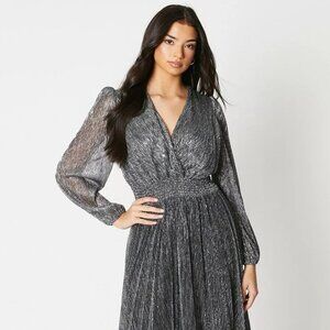 Silver Plisse wrap dress